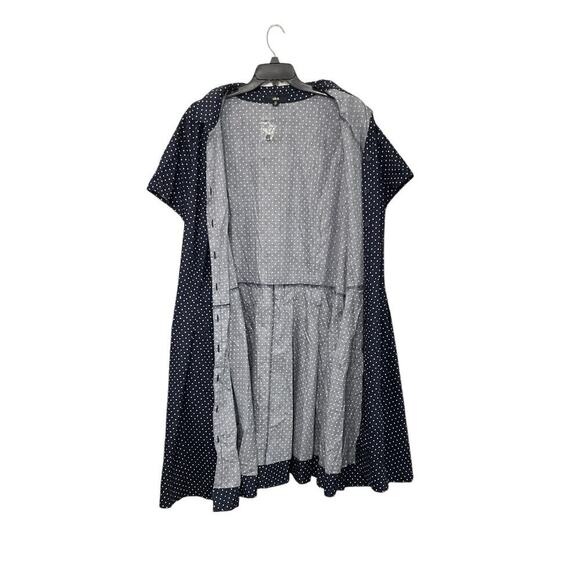 Ellos Sandy Button Shirt Dress Fit & Flare Navy/White Polka Dots Size 5X Plus - Picture 5 of 11